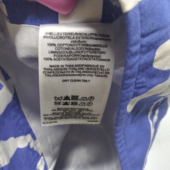 Brooks Brothers”346” Lined Cotton Blue & White Knee Length Floral Skirt Size 16 - Picture 8 of 9